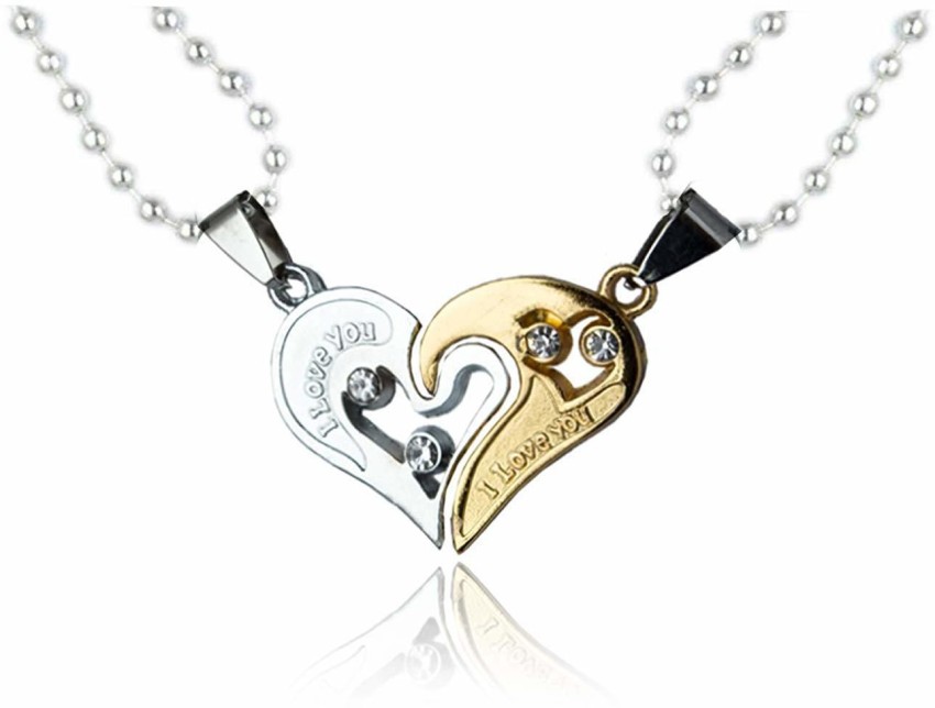 Lila Valentine Special Gifts His and Hers Lover Couple Love Heart 2 Piece  Joining Couple Pendants Necklace Chain Pair Love Heart Cubic Zirconia CZ I  Love You Puzzle Matching Couple Pendant Necklace