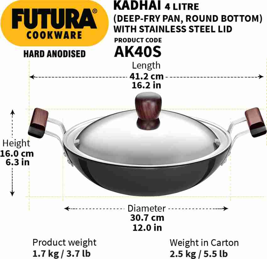 Futura Hard Anodized Deep Fry Pan 3.75 Liters with SS Lid AD375S