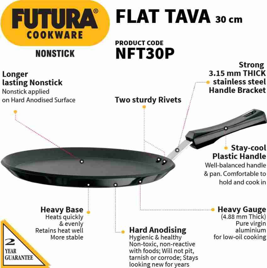 Hawkins Futura Nonstick Dosa Tava Diameter 33 cm, Thickness 4.88 mm Black  Tava