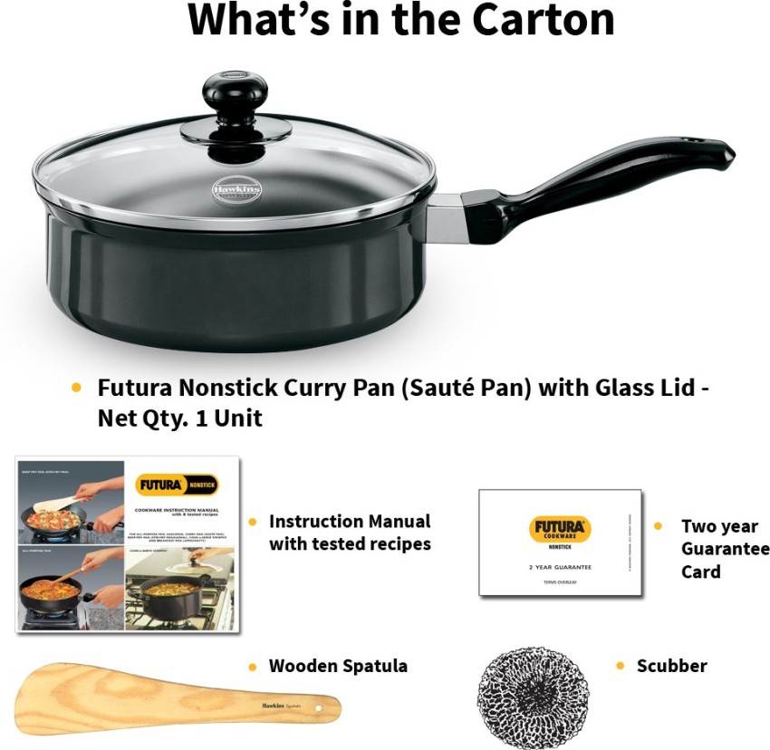 Buy Hawkins Futura Non-stick Sauce Pan 20 cm Diameter with Lid 3 L (NS30G)  Online at Best Price