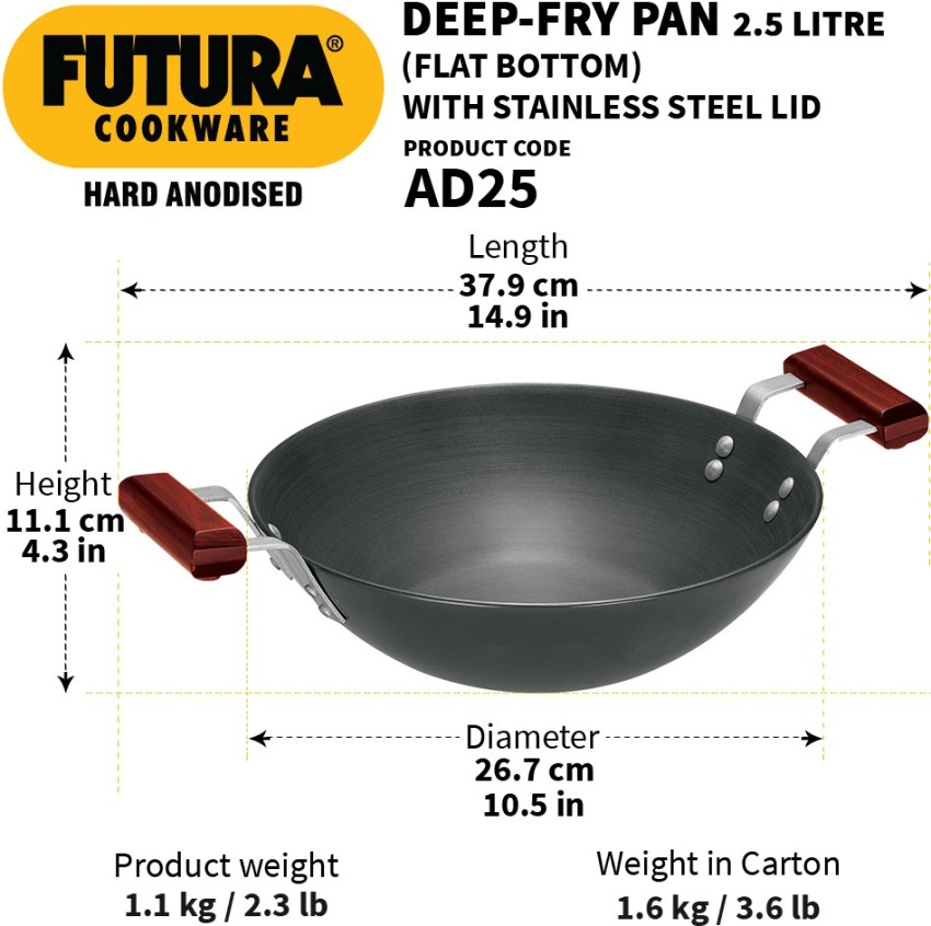 Futura Non Stick 9-Inch All Purpose Frying Pan with Stainless Steel Lid,  2.5-Liter