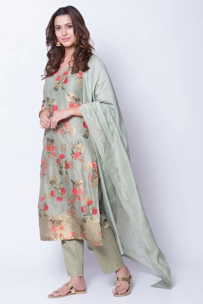 BIBA Floral Print Kurta, Trouser/Pant & Dupatta Set - Buy BIBA Floral Print  Kurta, Trouser/Pant & Dupatta Set Online at Best Prices in India |  Flipkart.com