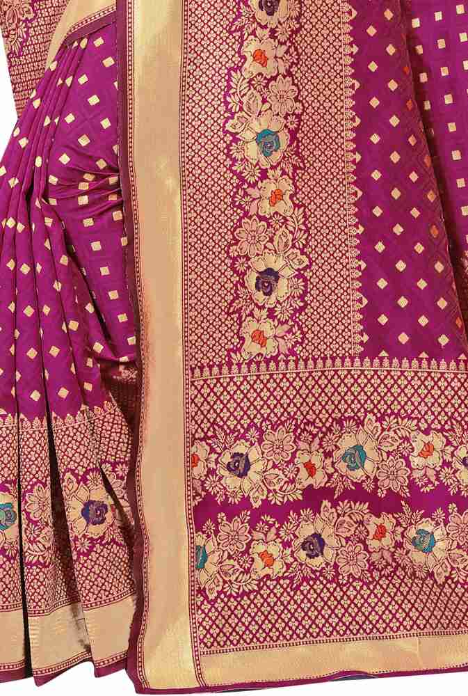 Buy NENCY CREATION Woven Dharmavaram Art Silk Purple Sarees Online