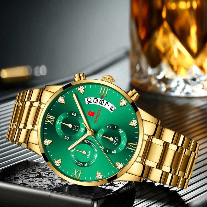 Mens gold and 2025 green watch