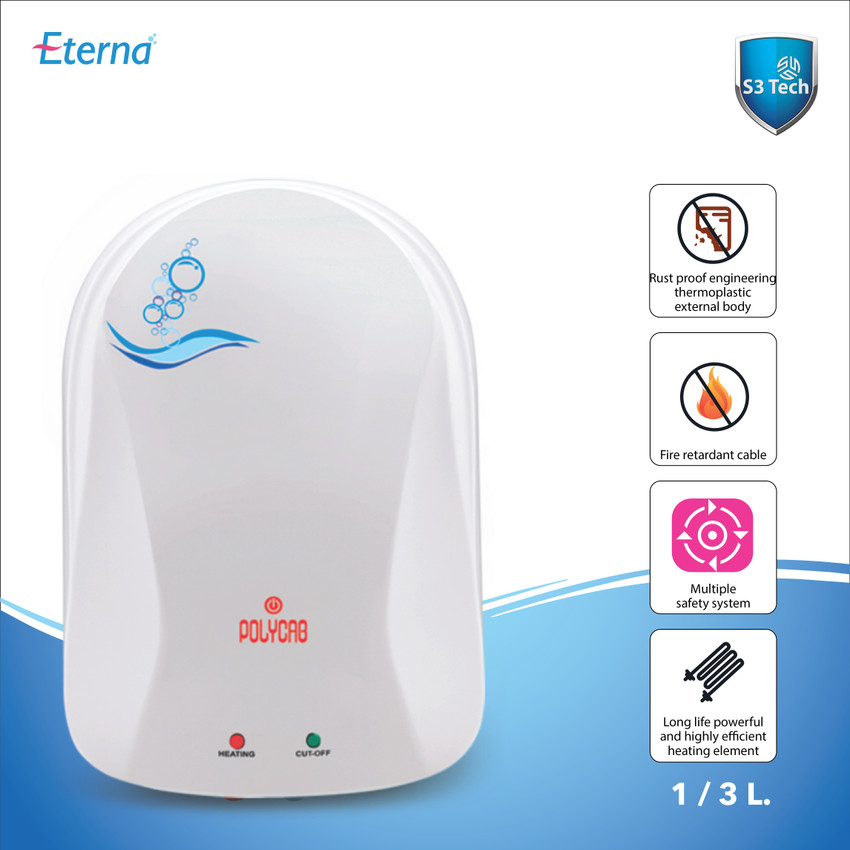Polycab 3 L Instant Water Geyser (ETERNA 3KW, White) Price in India - Buy Polycab  3 L Instant Water Geyser (ETERNA 3KW, White) online at Flipkart.com