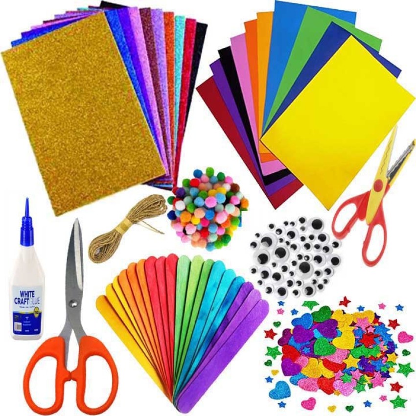 anjanaware DIY Glitter Foam And Paper Crafts Kit Set for Girls and Boys  with Art and Craft Materials Supplies for Kids Gift Kit - DIY Glitter Foam  And Paper Crafts Kit Set