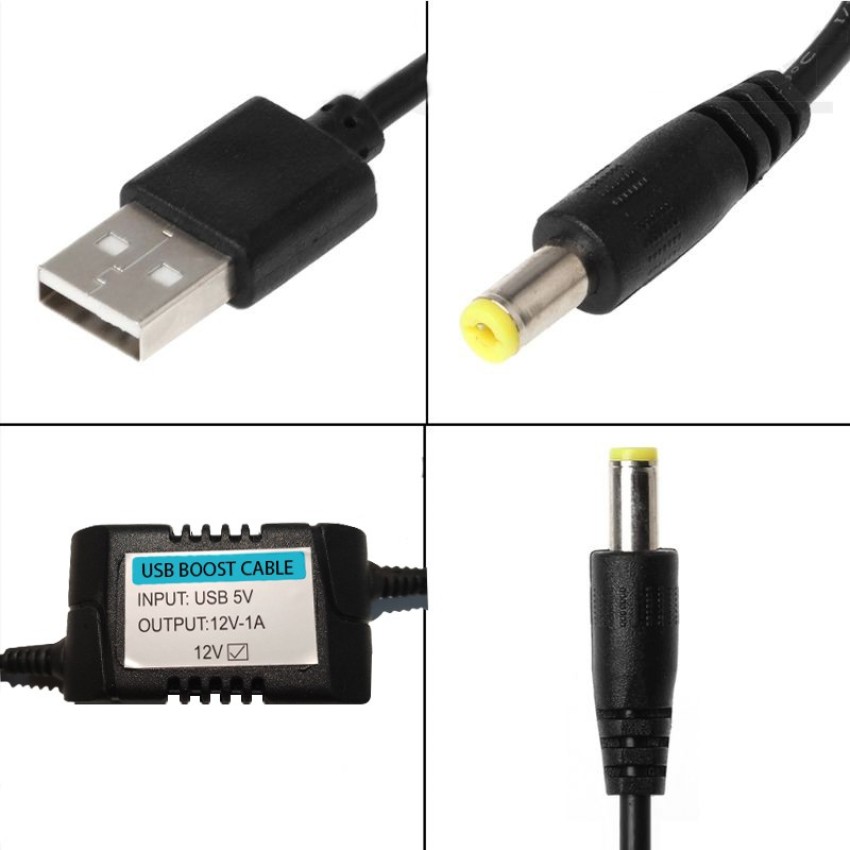 Brightvine Power Cord 1 A 1 m USB to DC Power Cable 5V to 12V USB Cable  with DC Jack 5.5 x 2.5mm or 5.5 x 2.1mm for Computer, CCTV Camera, WiFi