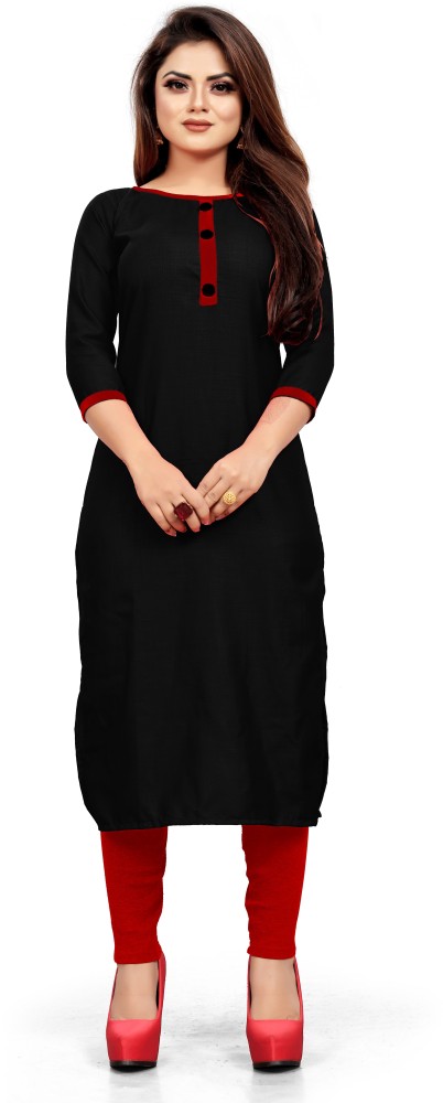 Black kurti shop and red leggings