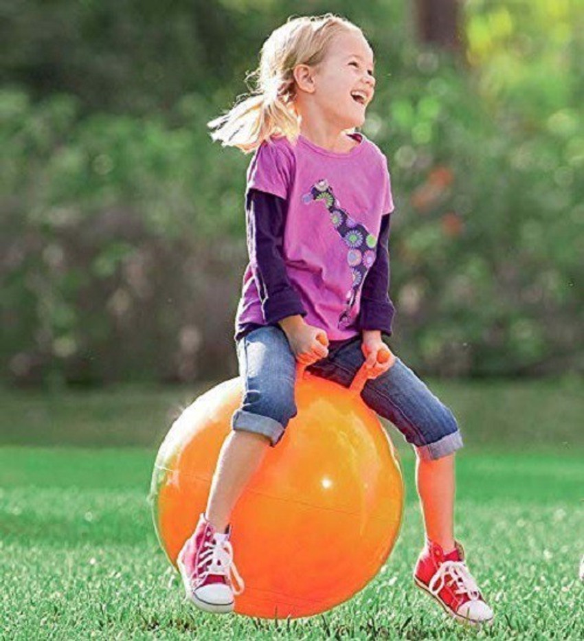 PRO99S Hop Ball Hoppity Bouncy Ball with Handles Jumping Ball Bounce Rubber Hop Ball for Kids Handle Fitness Toys for Children Adult Exercise Birthday Gift Hop Ball Hoppity Bouncy Ball with