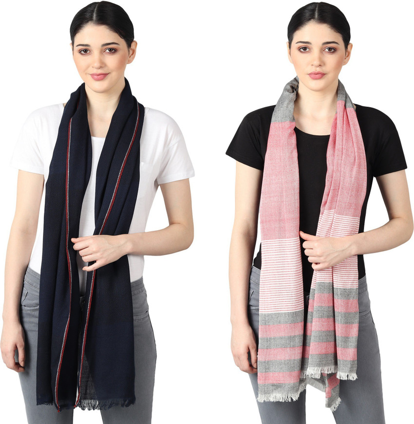 FLYER Woven Striped Self Design Solid Viscose Cotton Viscose