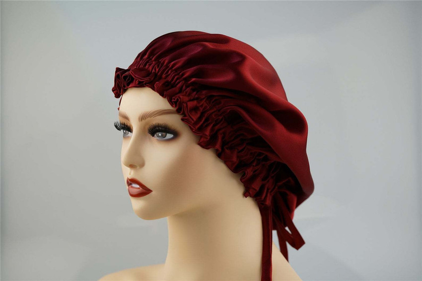 2 Pieces Satin Hair Bonnet for Sleeping Adjustable Double Layer Silk Hair  Bonnet with Wide Elastic