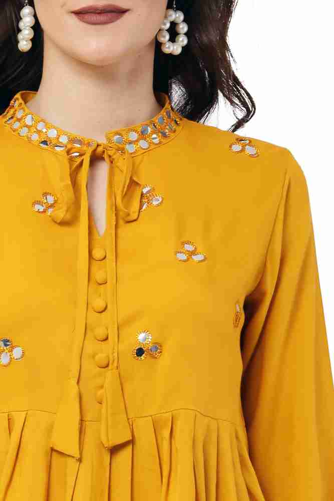 Buy Girls Yellow Embellished Casual Top Online - 456147