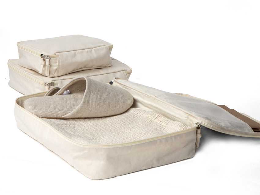 Akiiko Natural Cotton Travel Pouch Packing Cube Organizer Set of