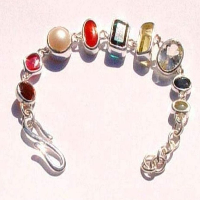 Navratna bracelet hot sale in silver