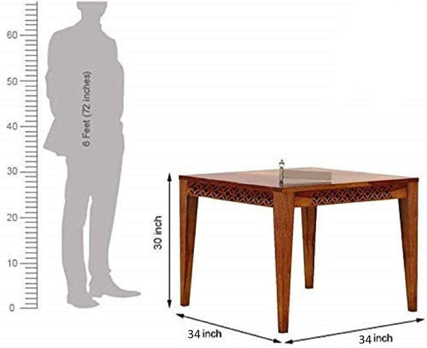 DRYLC FURNITURE Solid Wood Sheesham Wood 4 Seater Dining Table