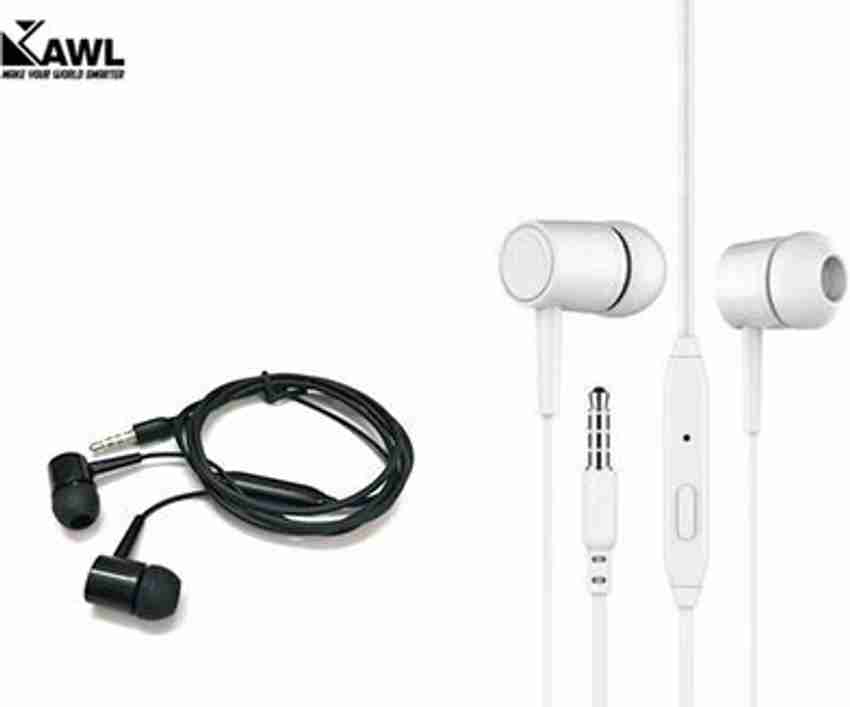 KAWL Black White Wired Earphone For Mobiles Tablet Etc Pack of 2