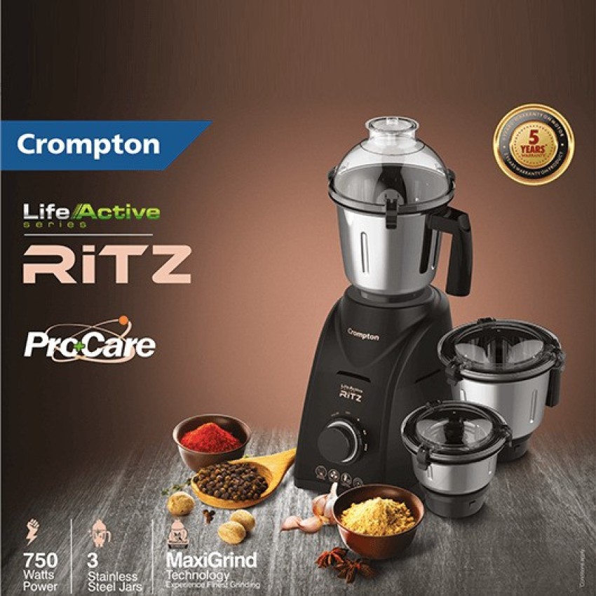 Crompton Pro Care Series Ritz Plus Mixer Grinder, For Dry Grinding, 750 W  at Rs 2950/piece in Prayagraj