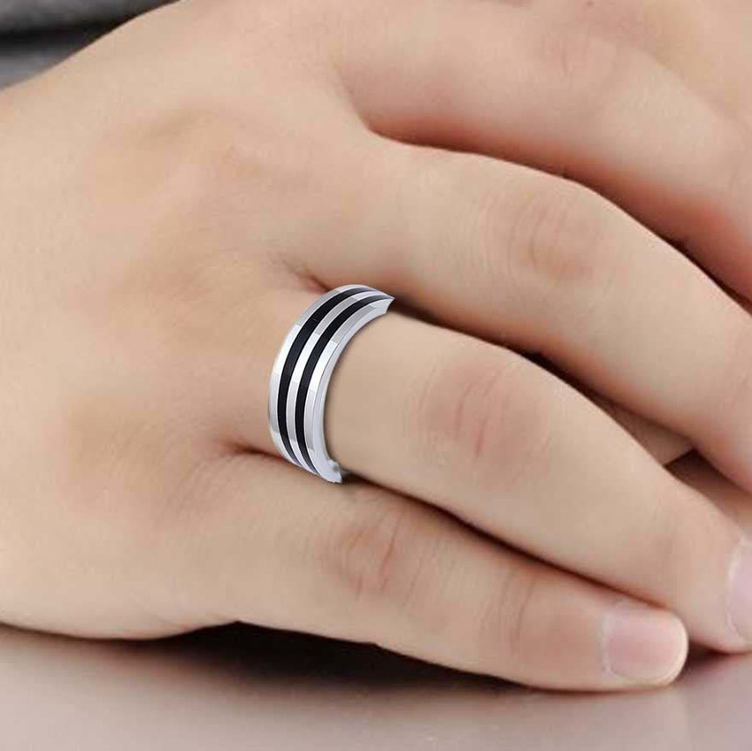 Silver ring hotsell with black stripe