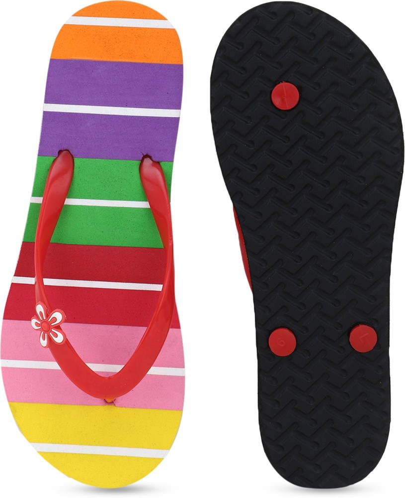 Rainbow colored best sale flip flops