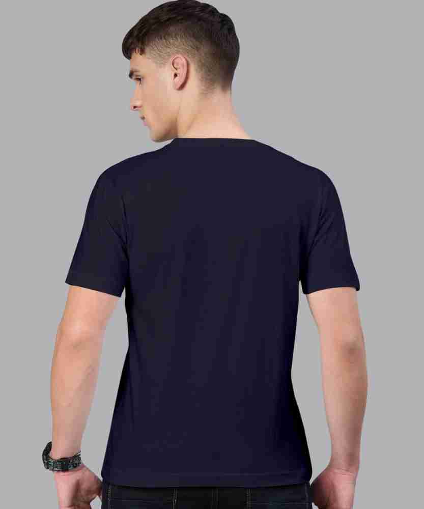 Navy Blue Half Sleeves V Neck T-Shirt– Be Awara