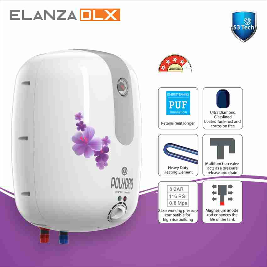 Polycab 15 L Storage Water Geyser (ELANZA DLX 2KW, White) Price in India -  Buy Polycab 15 L Storage Water Geyser (ELANZA DLX 2KW, White) online at  Flipkart.com