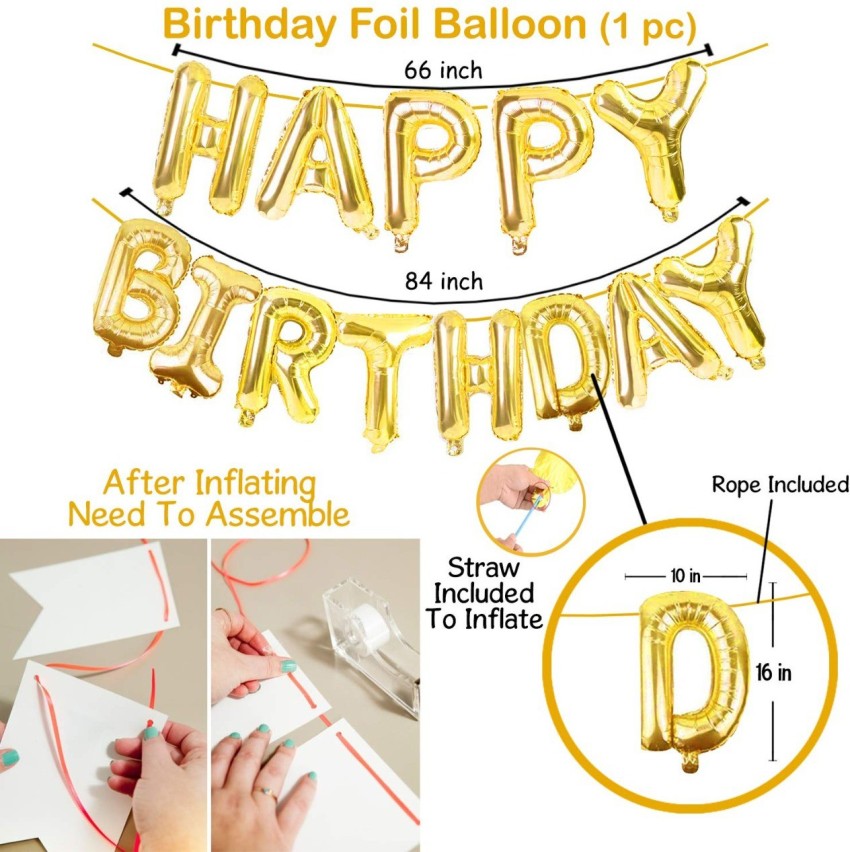 Happy Birthday Decorations Set Foil Banners Balloons Party