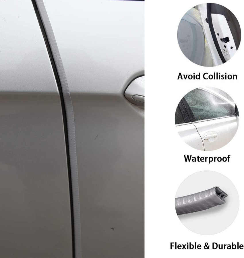 PRTEK Car Door Edge Guards No Glue Textured Light Gray Universal