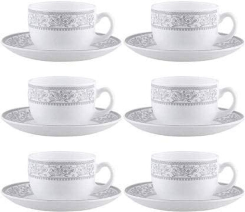 Olila Glass Tea Cup with Saucers 1pcs-E006 - Dada Bhai Crockeries