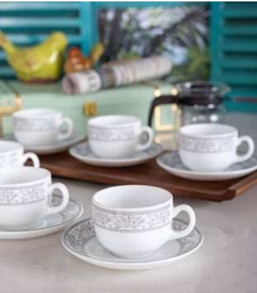 Olila Glass Tea Cup with Saucers 1pcs-E006 - Dada Bhai Crockeries