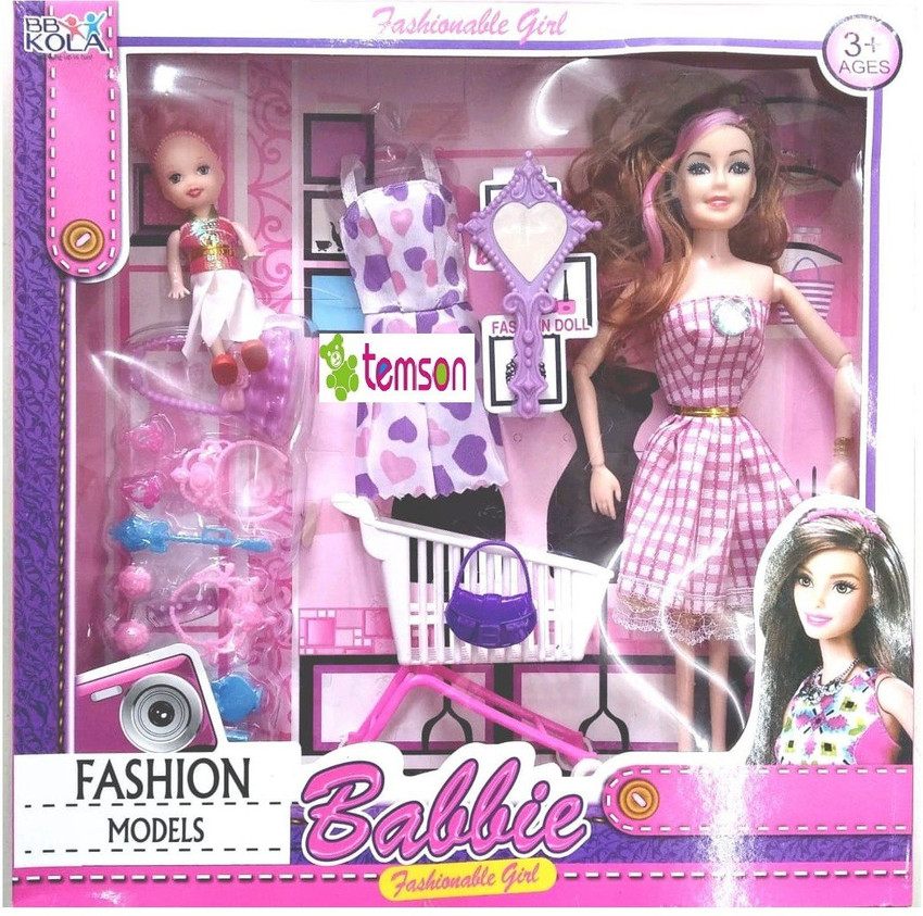 TEMSON Cute Baby Doll Girl With Shopping Cart For Kids Cute Baby