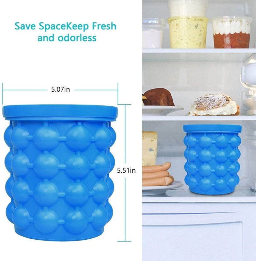 Silicone Bucket with Lid Makes Small Size Nugget Ice Chips for