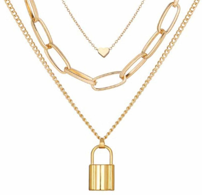 Youbella Jewellery For Women Lock Pendant Necklace For Women Girls