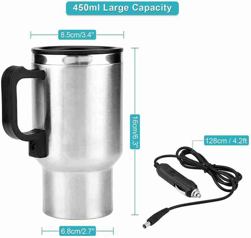 1 Travel Heated Mug Thermo Stainless Steel Portable Insulated Coffee Car Charger