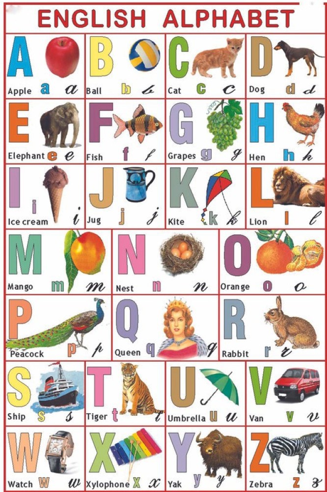 Educational Sticker Poster for Kids, English Alphabet