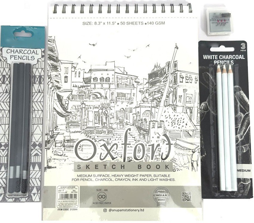 Cool Bank 52 Piece Professional Drawing Set with 2 x 50 Page Drawing Pad, Graphite  Drawing Pencils and Sketch Set, Artist Sketching