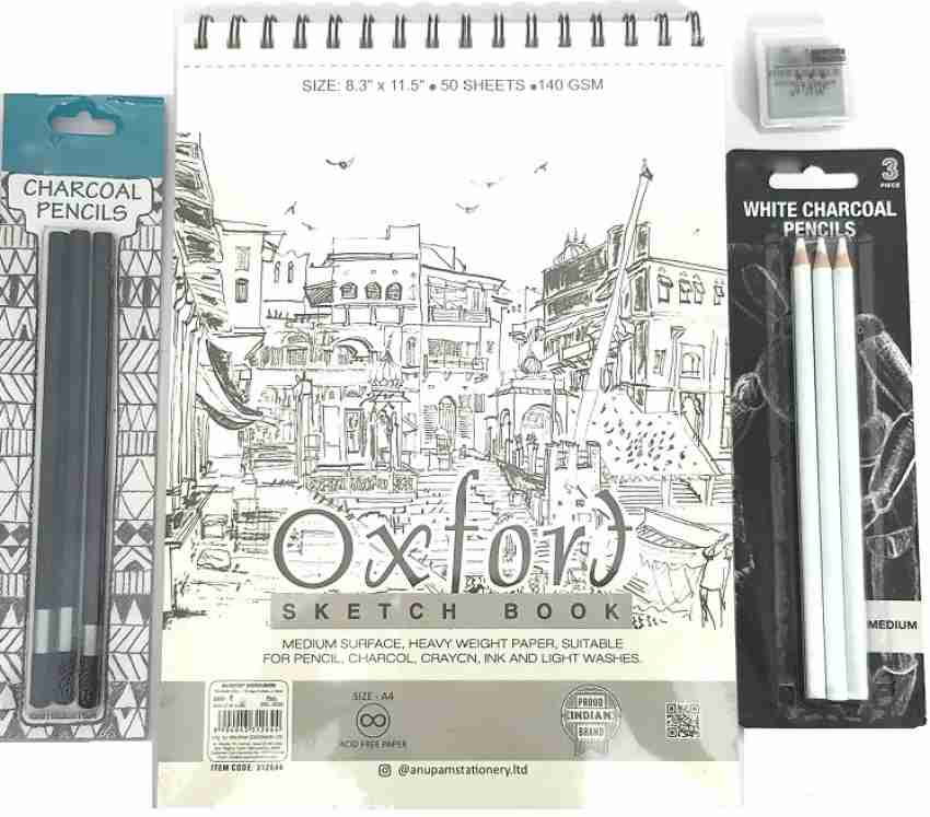 SKYGOLD A5 SKETCH BOOK 140 GSM WITH CAMLIN DRAWING PENCIL SET  COMBO ART SET FOR ARTISTS - ART SET