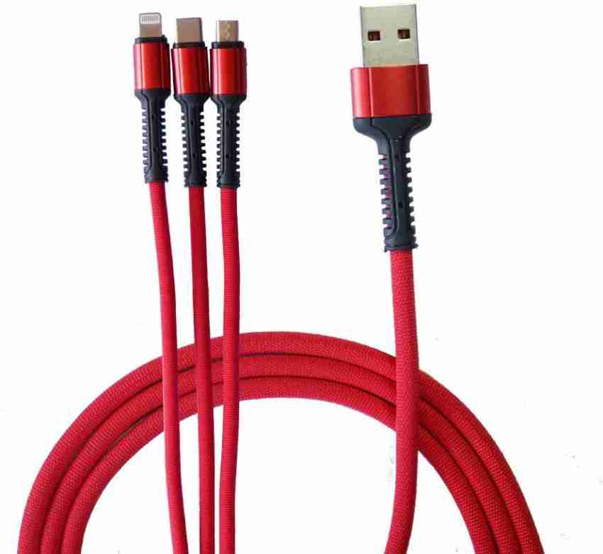 Multi Charging Cable, Multi Charger Cable Nylon Braided 3 in 1 Charging Cable  Multi USB Cable Fast Charging Cord with Type-C, Micro USB and IP Port,  Compatible with Most Phones & iPads 