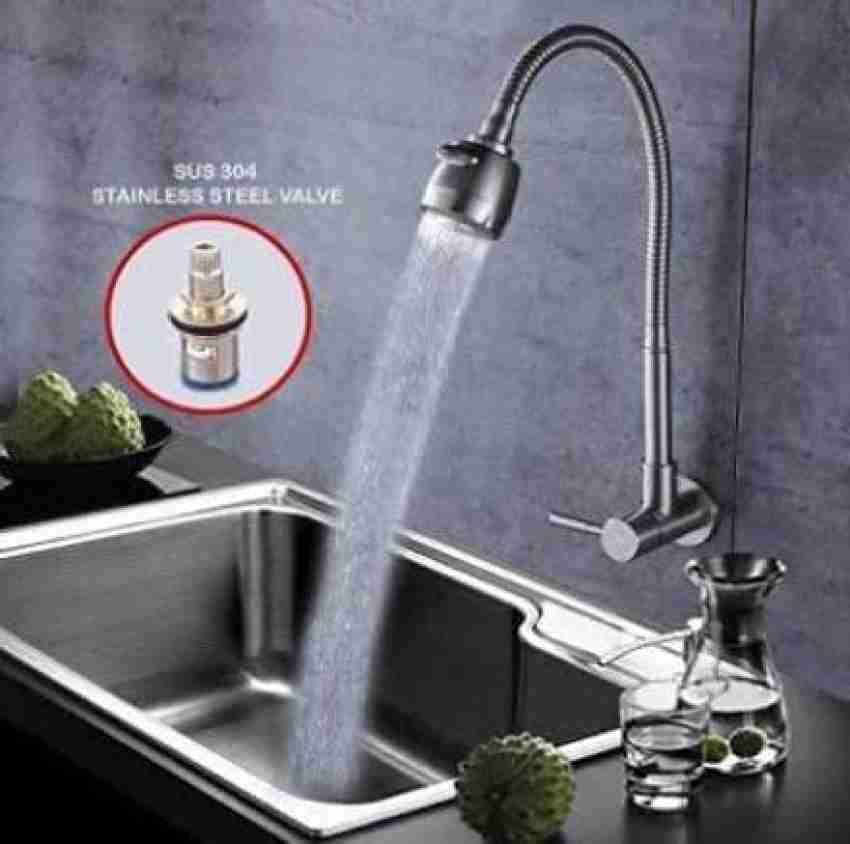 Kitchen Faucet Mixers Sink Tap Wall Mounted Single Cold Water Flexible 304  Stainless Steel Kitchen Tap Accessories