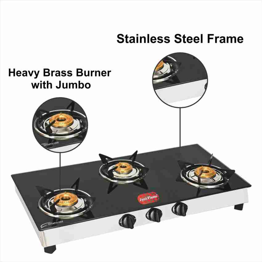 jyoti glass top gas stove 3 burner price