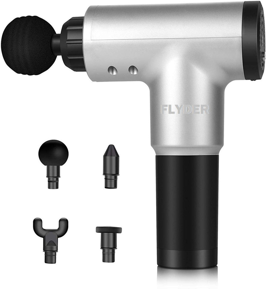 FLYDER Massage Gun Cordless Handheld Deep Tissue Muscle Massager Fascial Relaxer Pain Relief MassagerChargeableMassager Gun. Massager Gun with 6 speed for Pain and Stress Relief with 4 Massage Head Ne...