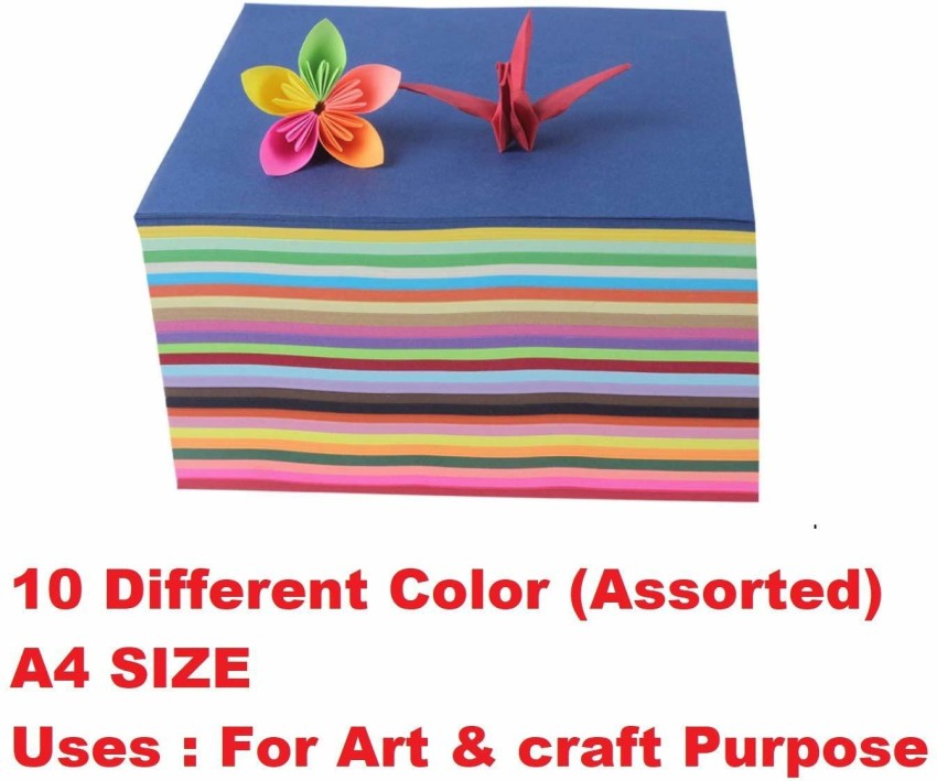 DSR 90 GSM 100 Sheet 10 sheet x 10 color Art and Craft/Printing  Purpose Multi Color Paper10 Colors Sent at Random craft sheet ,paper A4 100  gsm Coloured Paper - Coloured Paper