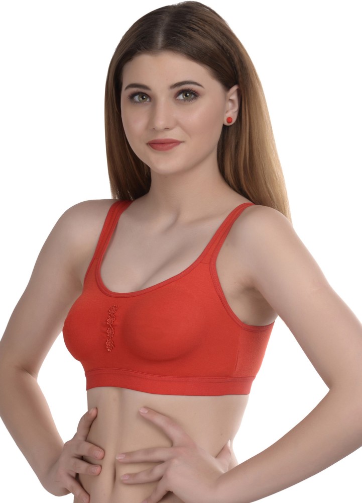 Buy AMIVYAA Women full coverage non padded bra Cotton Blend Red