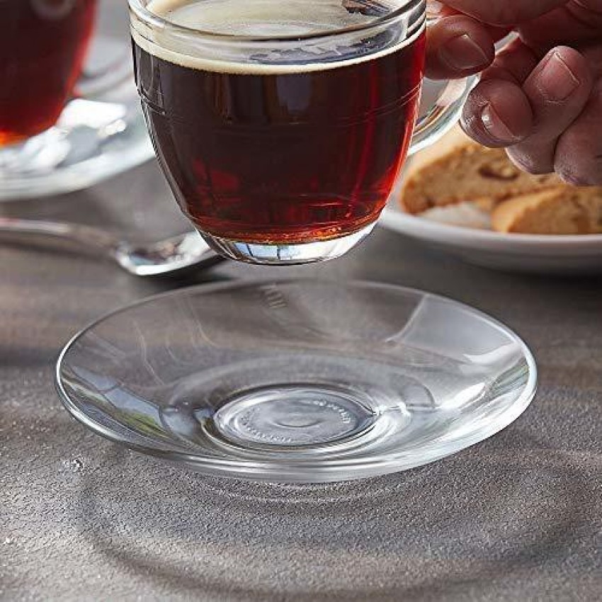 MIRTONICS Pack of 1 Glass cup plate set of 6 glass tea cup set of