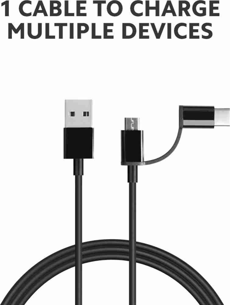 Mi 2-in1 Usb Cable - Câble Combo Micro Usb et Type C - 1m - Recharge Rapide  - Blanc (blister) - Chargeur BUT