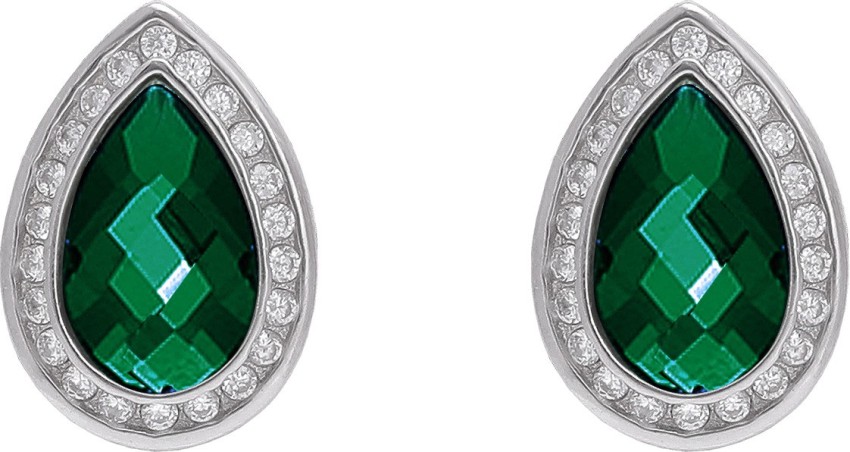 Rose Gold Ayesha Tear Drop Earrings in Emerald Green  Akarshinii