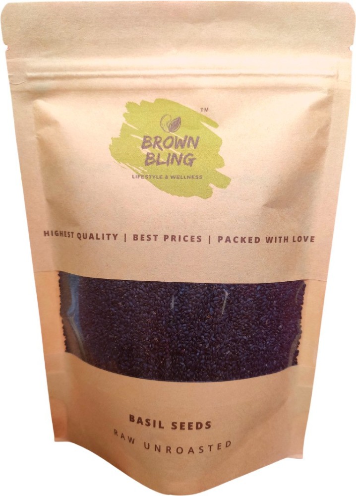 Brown Bling Basil Seeds Raw Unroasted 1 x 150g Basil Seeds