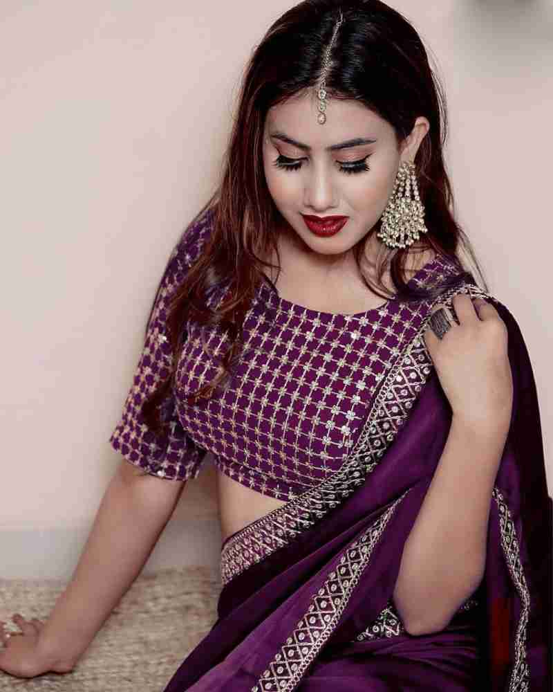 Plain purple saree shapewear - G3-WSP00062 