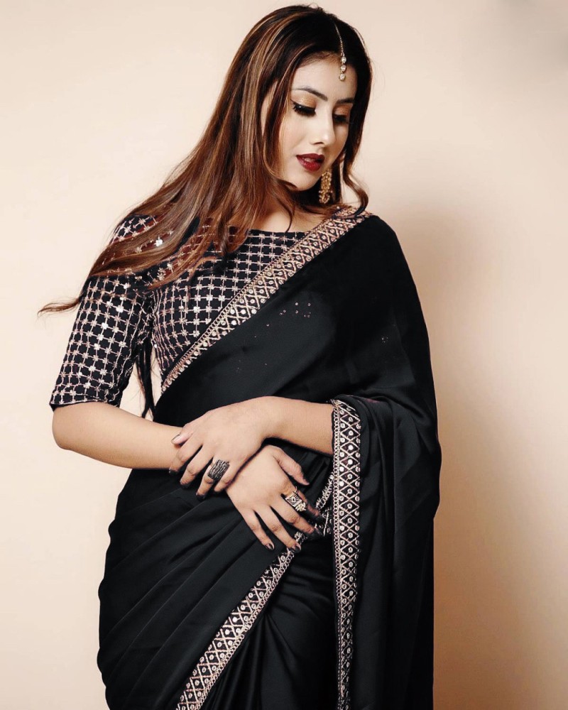 Gajra Gang Dreamy Black Saree With Stitched Blouse (Set of 2): Buy Gajra  Gang Dreamy Black Saree With Stitched Blouse (Set of 2) Online at Best  Price in India | Nykaa