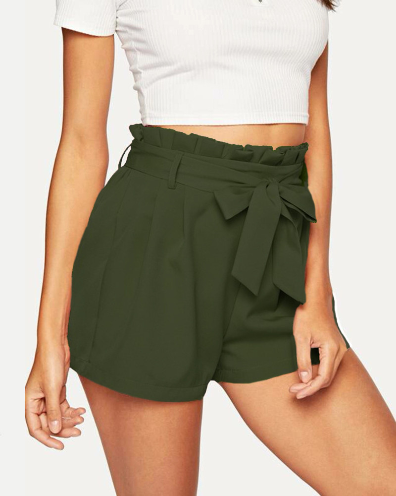 Olive green high waisted shorts sales