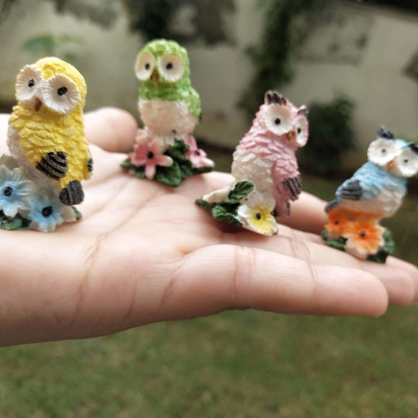 Ceramic owl wall art / Set of 4 owl figurines / GVEGA